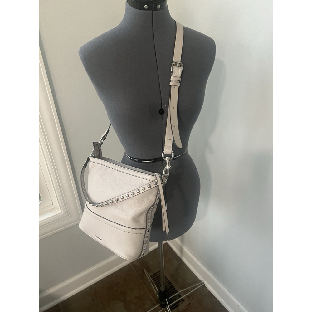 Rebecca Minkoff Cream Leather Silver Studded Crossbody Bag Purse NWOT - Picture 4 of 16